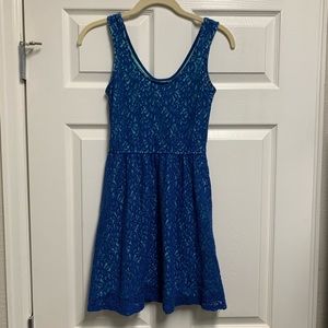 Sea Foam Green and Blue Lace Sleeveless Dress